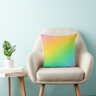 Coussin Dégradé arc-en-ciel avec étoiles