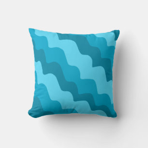 Coussin Dégradé bleu ondulé des vagues océaniques