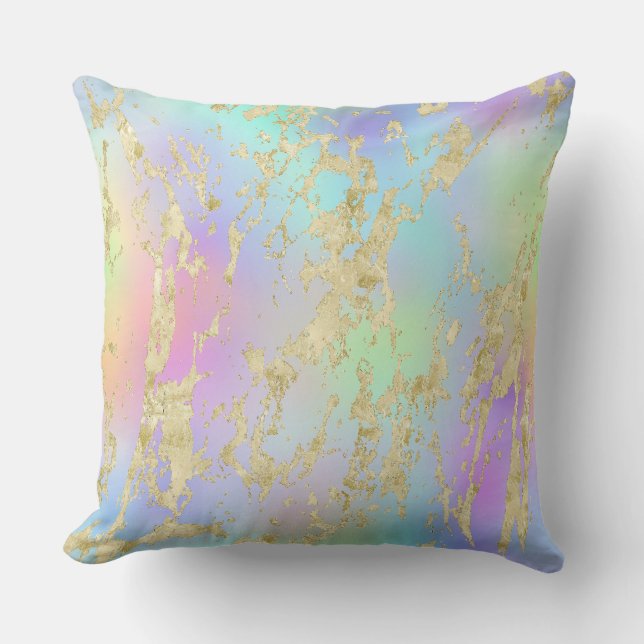 Coussin Dégradé de arc-en-ciel moderne et motif de marbre  (Recto)
