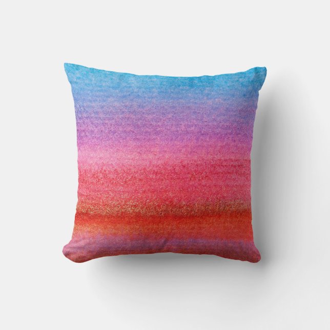 Coussin Dégradé de bleu à rose en aquarelle (Recto)