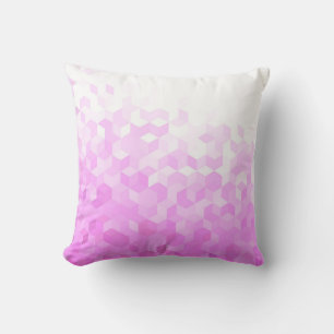 Coussin Dégradé de cube girly moderne rose abstrait