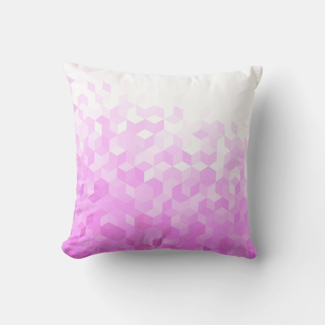 Coussin Dégradé de cube girly moderne rose abstrait (Recto)