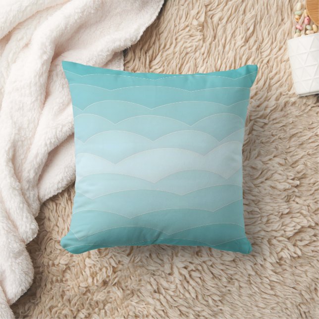 Coussin Dégradé de vague aqua | Motif océan moderne (Couverture)
