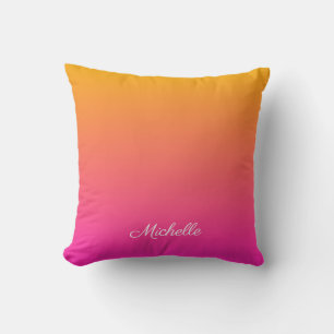 Coussin dégradé jaune et rose ombre