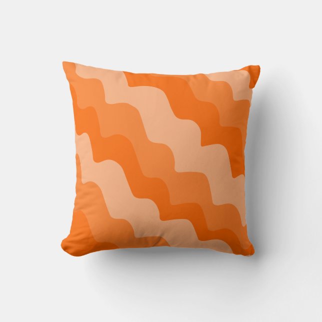 Coussin Dégradé ondulé orange des vagues océaniques (Recto)