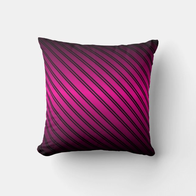 Coussin Dégradé rose et noir avec bandes noires (Recto)
