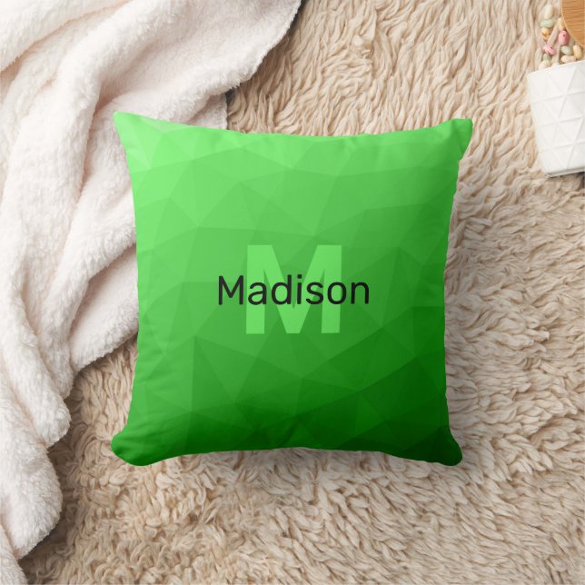 Coussin Dégradé vert clair géométrie motif de maille Monog (Couverture)