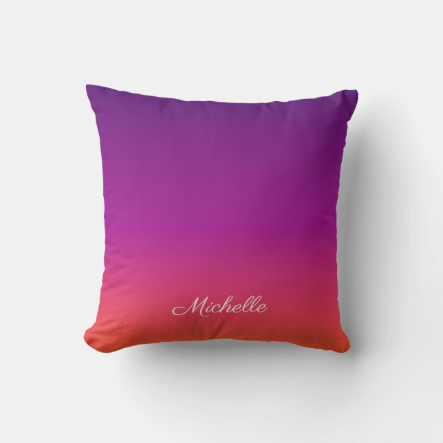 Coussin dégradé violet, rose et orange foncé (Recto)
