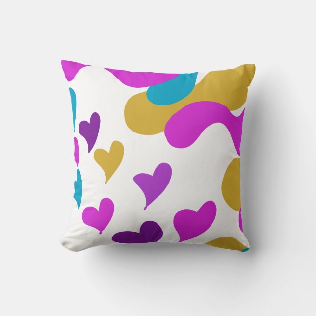 Coussin Déguisement coeurs mignons rose jaune (Recto)