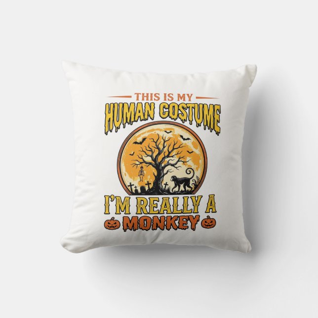 Coussin Déguisement de singe pour Halloween Design de T-sh (Recto)