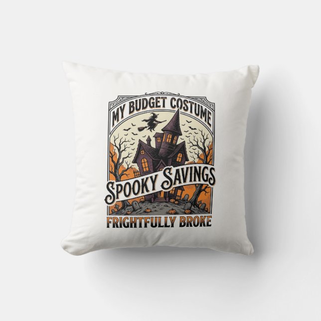 Coussin Déguisement drôle de sorcière cassée pour Hallowee (Recto)
