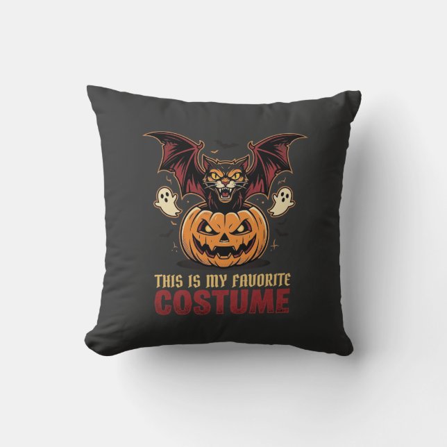 Coussin Déguisement Halloween Monstre Citrouille Gothique  (Recto)