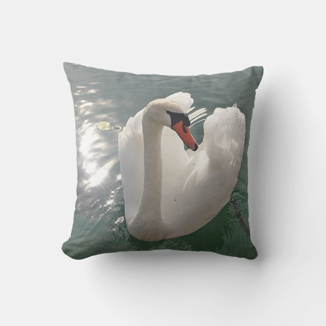 Coussin Dekokissen romantischer weisser Schwan (Recto)
