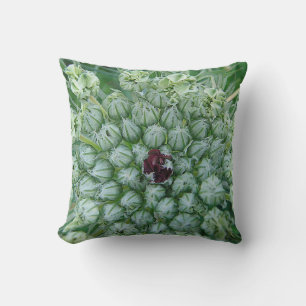 Coussin Dekokissen weiss-grüne Wildblüten mit roter Mitte