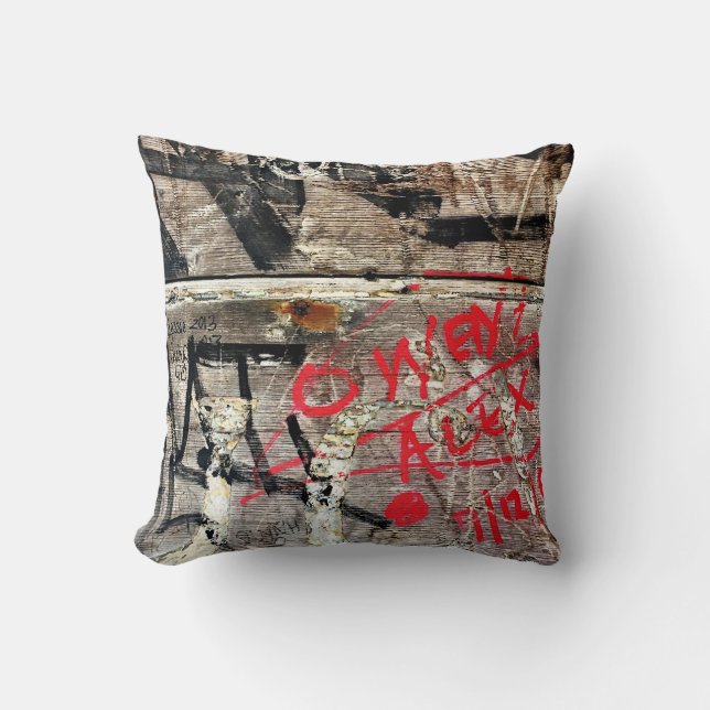 Coussin Délabrement moderne de graffiti sur la photo en (Recto)