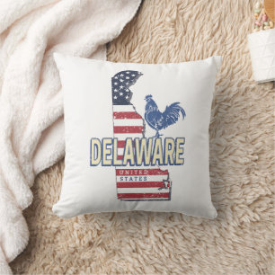 Coussin Delaware États-Unis Retro State Map Vintage USA
