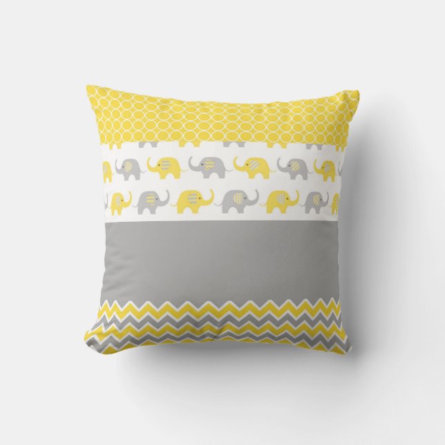 Coussin d'éléphant jaune et gris (Recto)