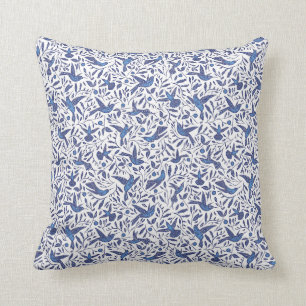 Coussin Delft classique bleu, oiseaux de ronflement et