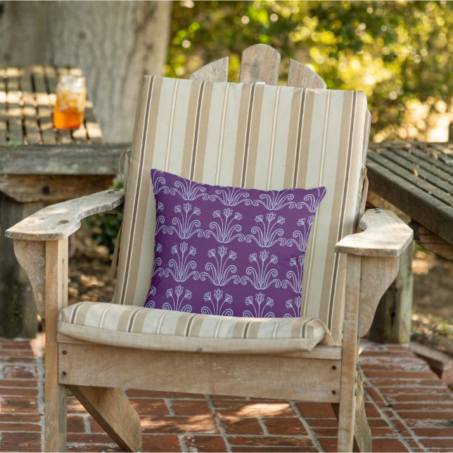 Coussin Délicat bohème damassé bleu fleur design bouclé (Chaise)