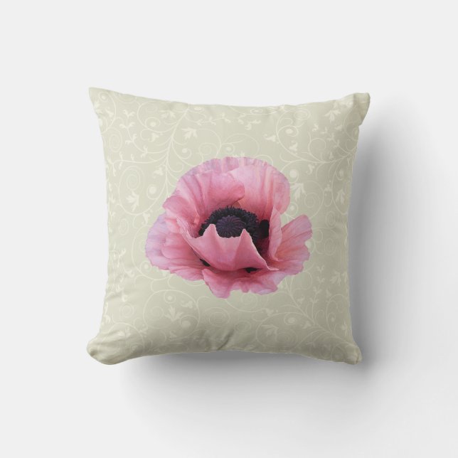 Coussin Délicat Pavot Rose (Recto)