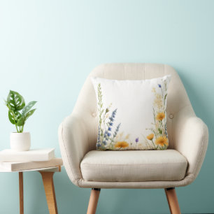 Coussin Délicate Beauté : Fleurs Sauvages Élancées Et Herb