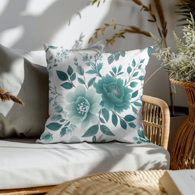 Coussin Délice de Fleur de Teal (Créateur téléchargé)