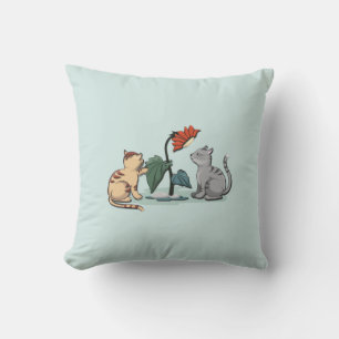 Coussin Délice d'été des chatons vert écume de mer