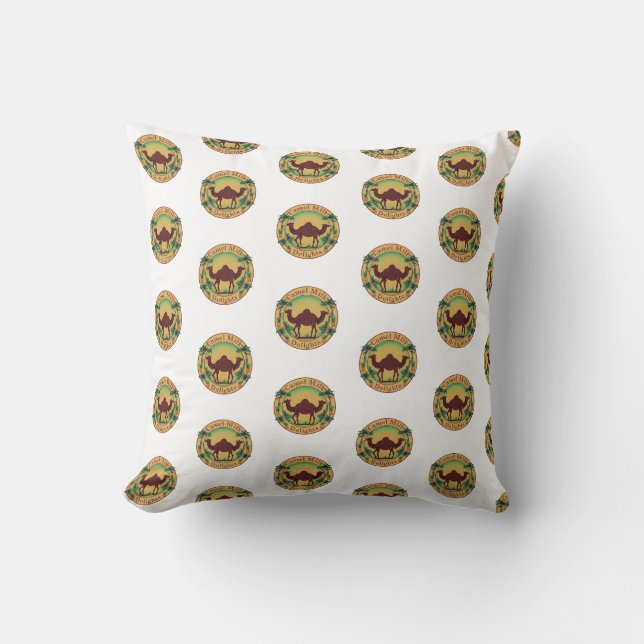 Coussin Délices de lait de chameau-Tropical Camel Palm Pin (Recto)
