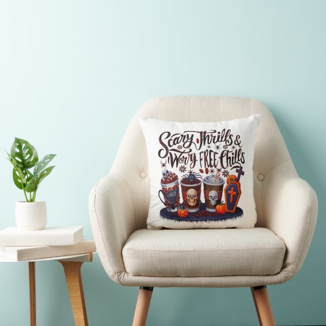 Coussin Délicieux café d'Halloween pour les Sips Éffrayant (Chaise)