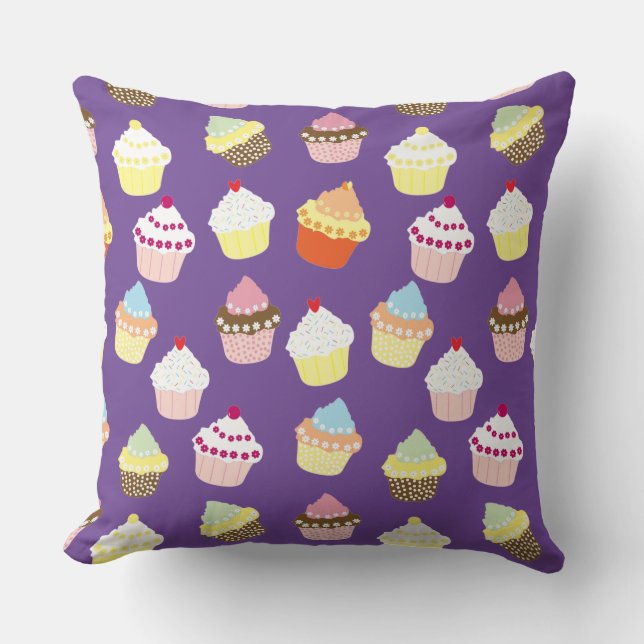 Coussin Délicieux Cupcakes Décorés Anniversaire Jeu d'Orei (Recto)