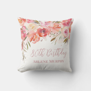 Coussin Délicieux Rose Aquarelle 80e anniversaire