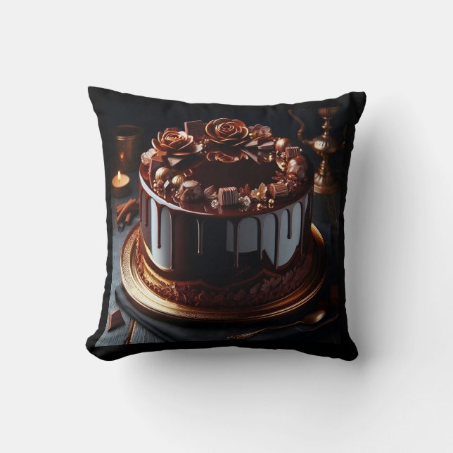 Coussin delicious mirror cake chocolate with 3d flowers an (Recto)