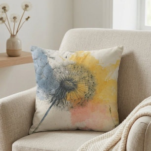 Coussin Délire de pissenlit à l'aquarelle
