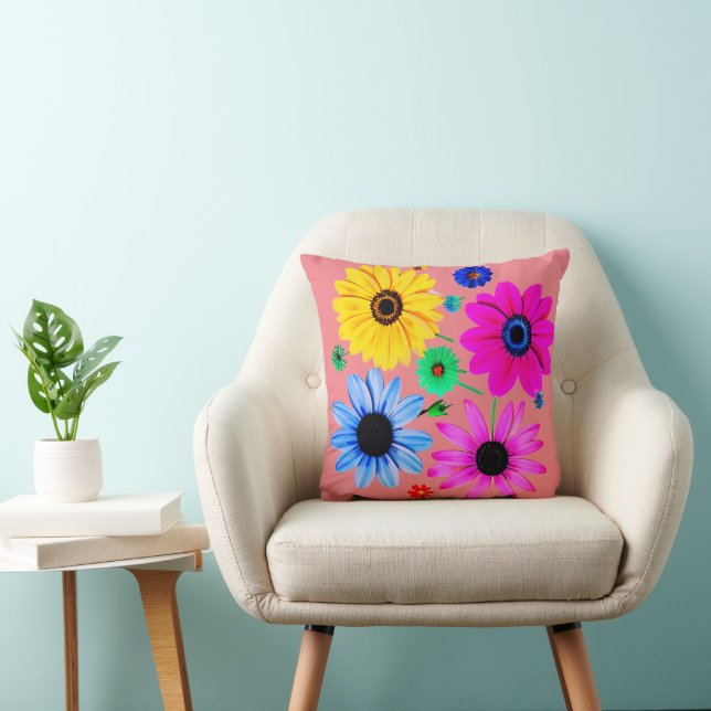 Coussin Délires de Marguerites Colorées (Chaise)