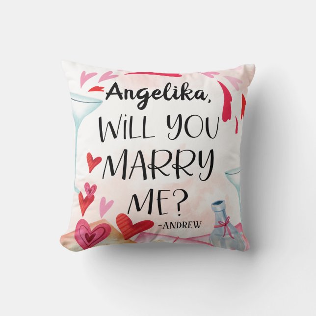 Coussin Demande en mariage | Veux-tu m'épouser ? Nom perso (Recto)