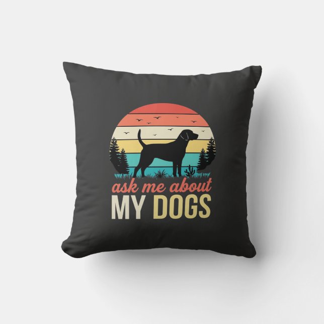 Coussin Demandez-moi à propos de mon chien Rétro Sunset_1 (Recto)