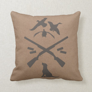 Coussin   d'emblème de chasse {canards et fusil d