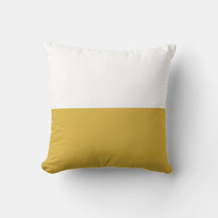 Coussin Demi-bloc couleur moutarde et blanc minimaliste
