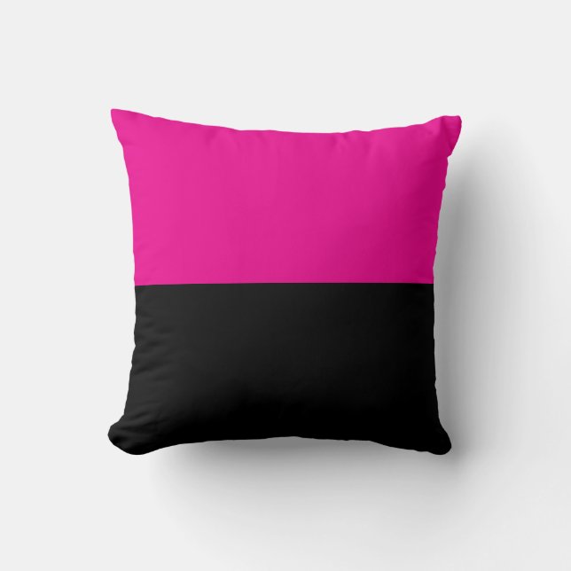 Coussin Demi-chaud rose et noir bloc de couleur (Recto)