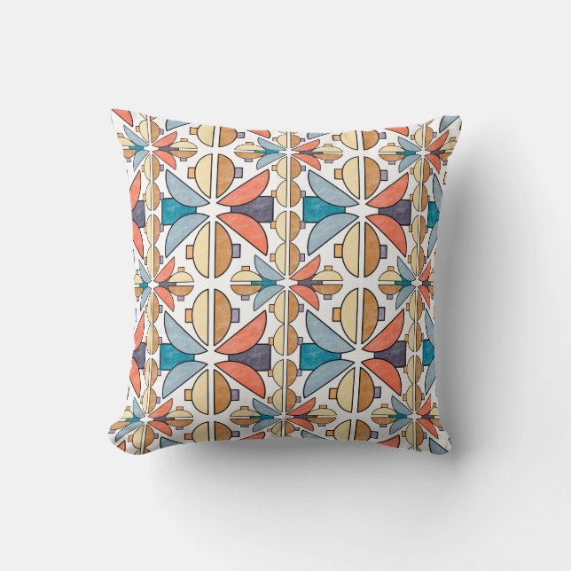 Coussin Demi-lunes dans le corail et Turquoise (Recto)