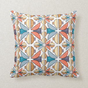 Coussin Demi-lunes dans le corail et Turquoise