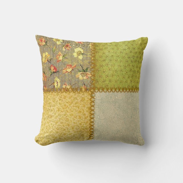 Coussin démodé de patchwork de chute (Recto)