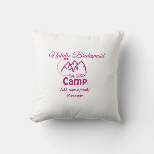 Coussin Demoiselle d'honneur de camp rose ajouter nom date