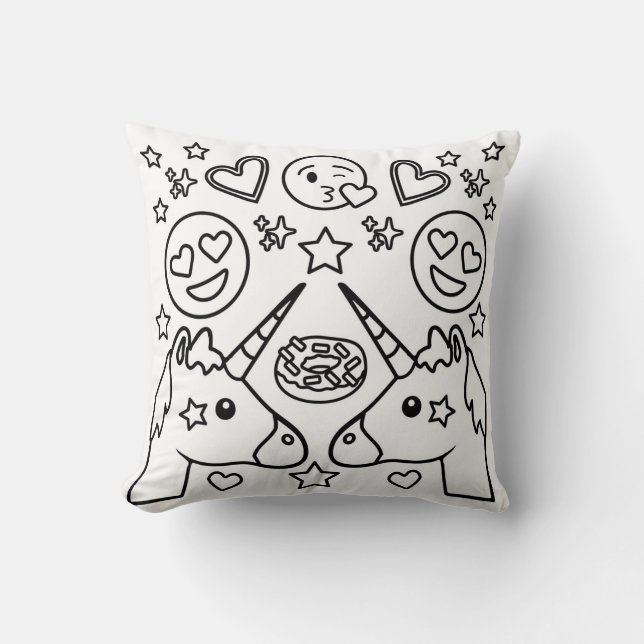 Coussin d'Emoji de licorne de livre de coloriage (Recto)