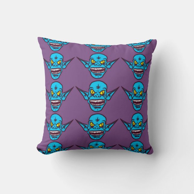 coussin démon zombie bleu (Recto)