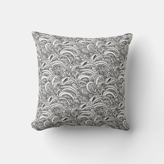 Coussin d'encre motif Mono noir blanc (Recto)