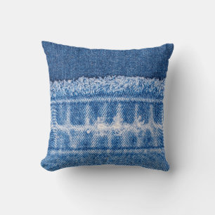 Coussin Déni déchiré : Cadre de Jeans double bleu