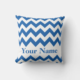 Coussin Denim Blue Bold Chevron avec monogramme