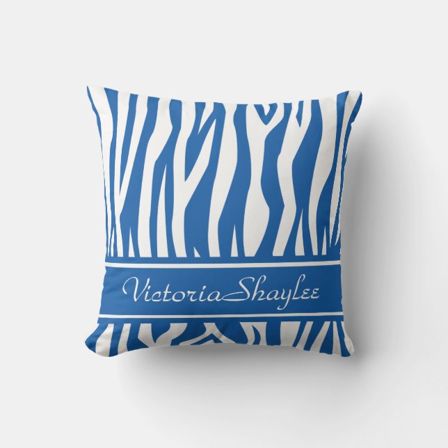 Coussin Denim Blue Zebra Imprimer avec du texte personnali (Recto)