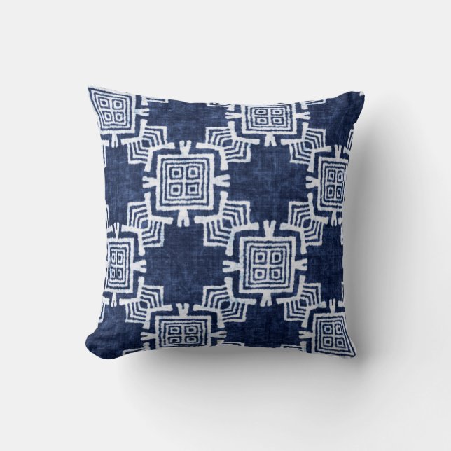 Coussin Denim couleur tribale ethnique sans couture motif (Recto)